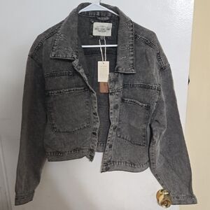Vintage Wash Charcoal Denim Jacket